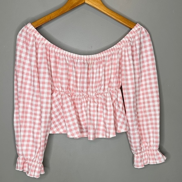 Forever 21 pink plaid cropped blouse - Picture 9 of 9